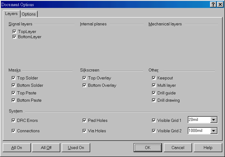 在主功能列，Design >> Option，打開Document Option設(shè)置環(huán)境
