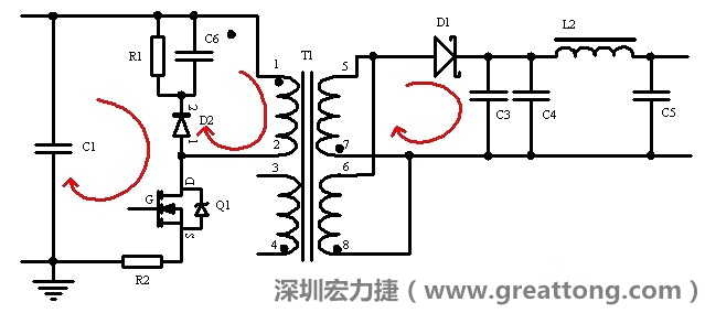 元件布局的時候，要優(yōu)先考慮高頻脈沖電流和大電流的環(huán)路面積，盡可能地減小,以抑制開關(guān)電源的輻射干擾
