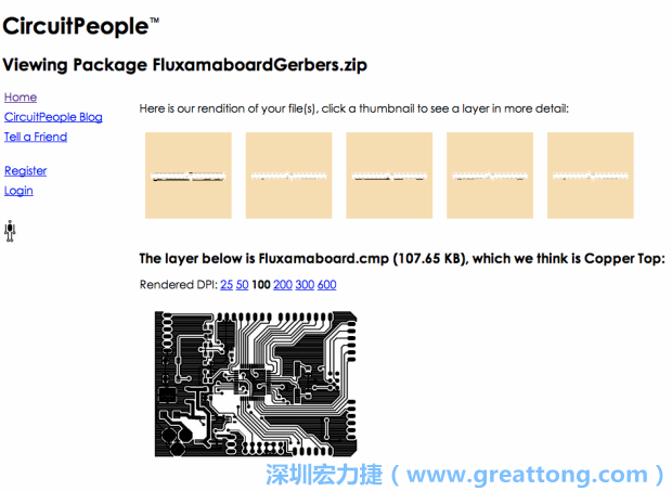 預(yù)覽Gerber格式中最簡(jiǎn)單的方式是使用來(lái)自Circuit People的免費(fèi)線上工具。